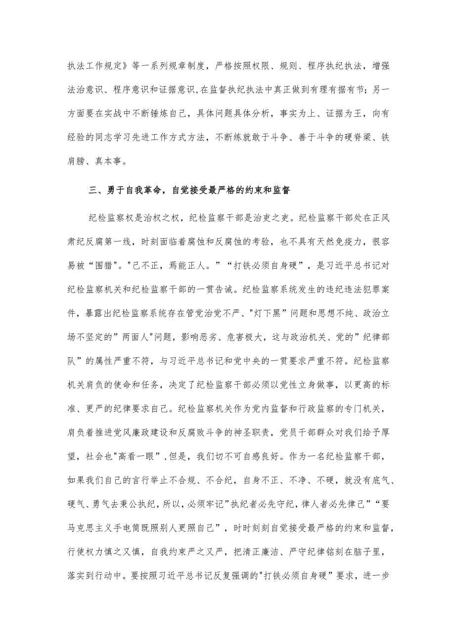 纪检监察干部在教育整顿检视整治环节专题研讨交流会上的发言供借鉴.docx_第3页