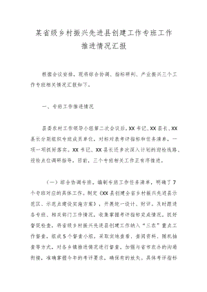 某省级乡村振兴先进县创建工作专班工作推进情况汇报.docx