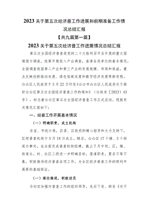 （9篇）2023关于第五次经济普工作进展和前期准备工作情况总结汇报.docx