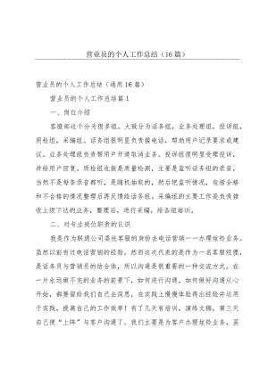 营业员的个人工作总结（16篇）.docx