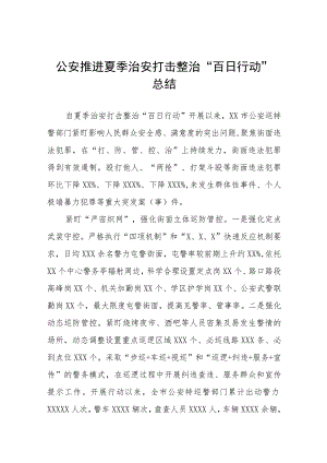 公安推进夏季治安打击整治“百日行动”总结(九篇).docx