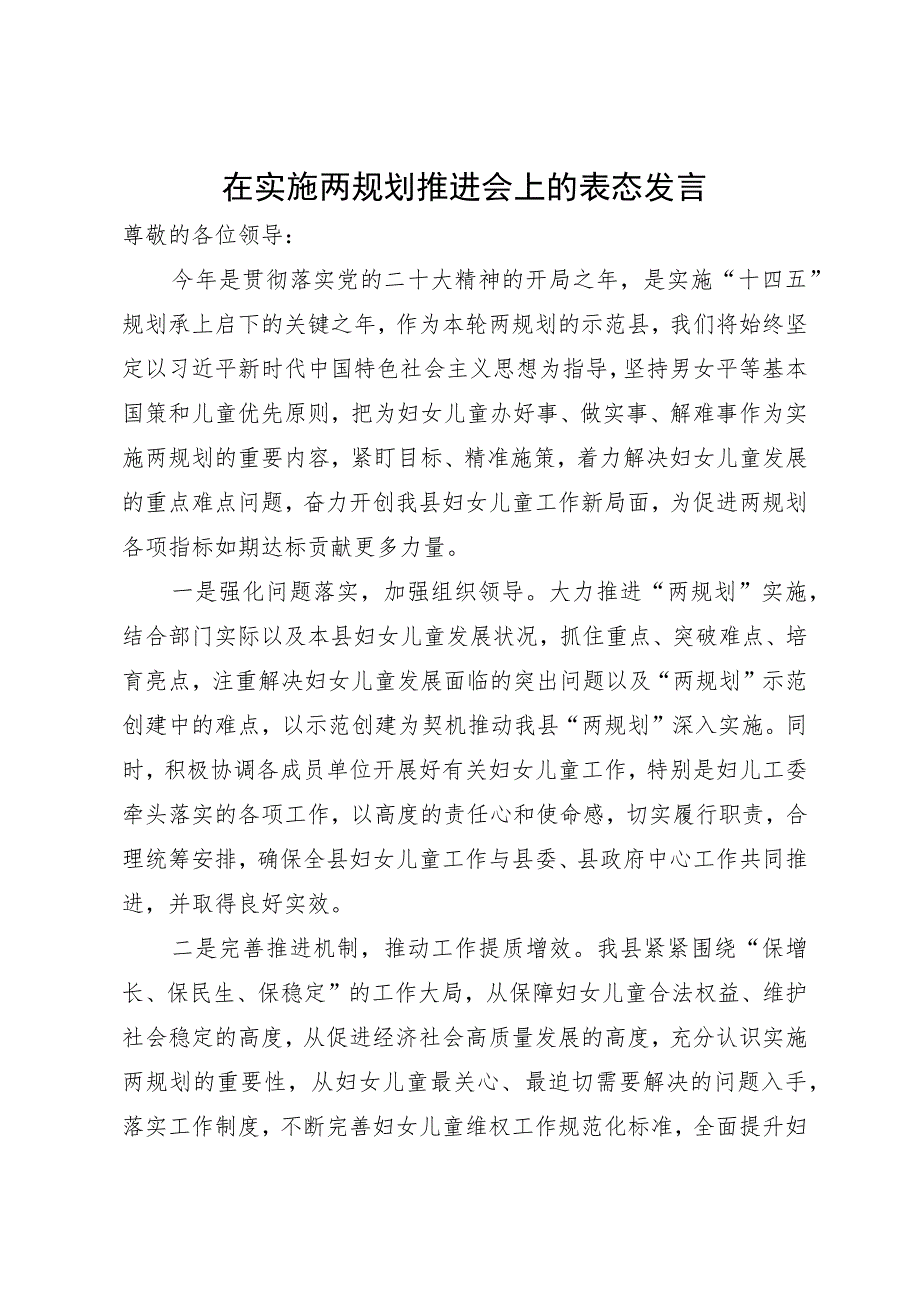 两规划推进会上的表态发言.docx_第1页