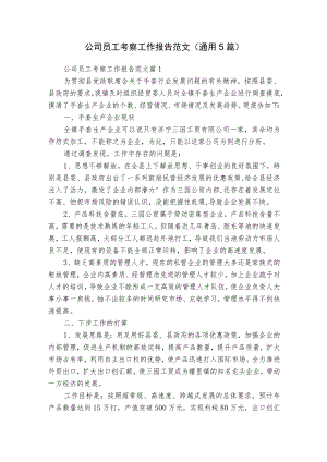 公司员工考察工作报告范文（通用5篇）.docx