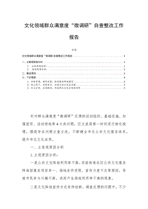 文化领域群众满意度“微调研”自查整改工作报告.docx