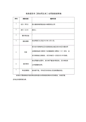 商务规范书即合同文本 合同条款前附表.docx