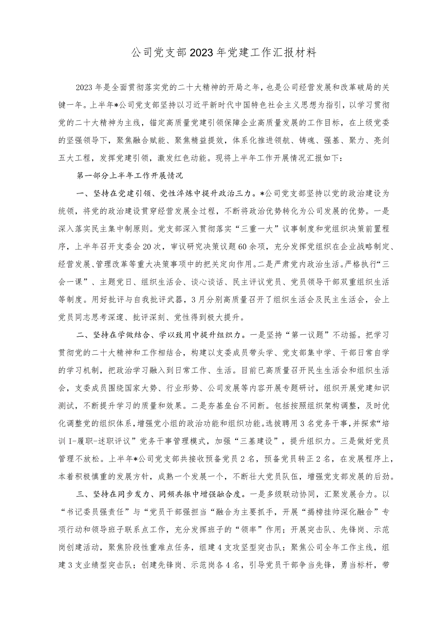 （2篇）集团主题教育阶段工作总结（公司党支部2023年党建工作汇报材料）.docx_第3页