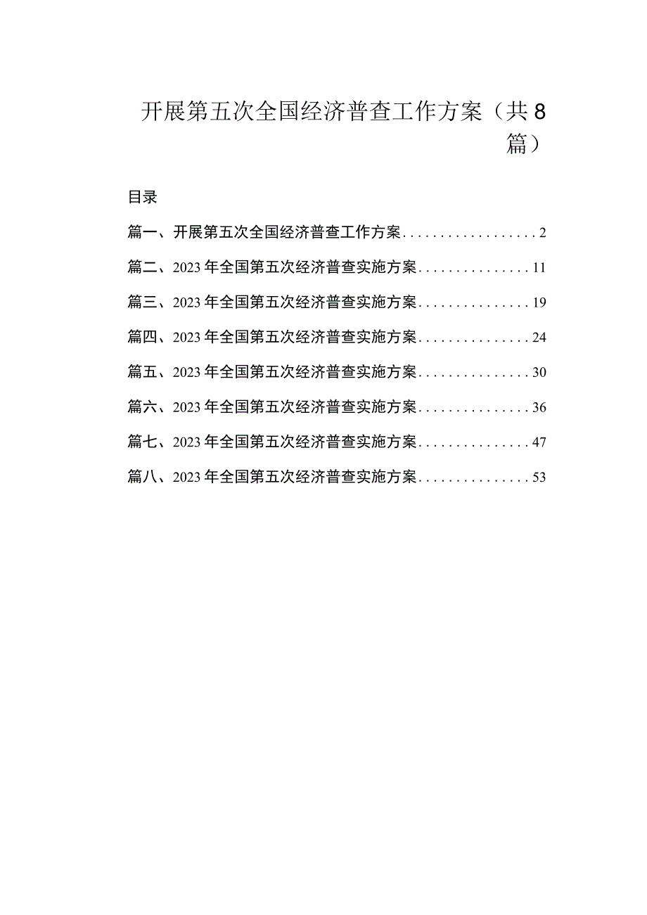 2023开展第五次全国经济普查工作方案（共8篇）.docx_第1页