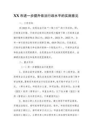 XX市进一步提升依法行政水平的实施意见.docx