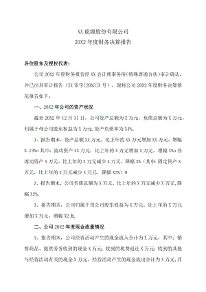 XX能源股份有限公司20X2年度财务决算报告.docx