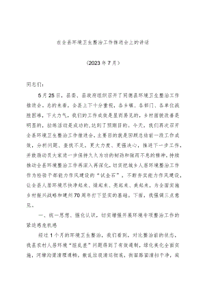 在全县环境卫生整治工作推进会上的讲话.docx