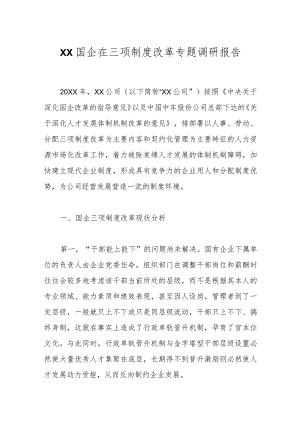 XX国企在三项制度改革专题调研报告.docx