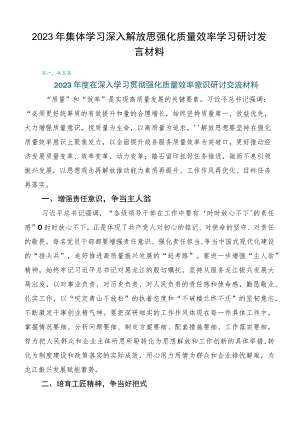 2023年集体学习深入解放思强化质量效率学习研讨发言材料.docx