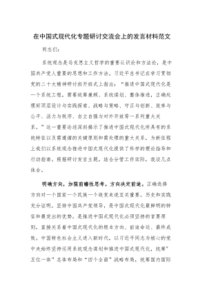 在中国式现代化专题研讨交流会上的发言材料范文.docx