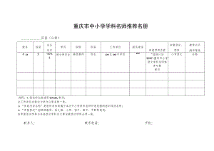 重庆市中小学学科名师推荐名册.docx