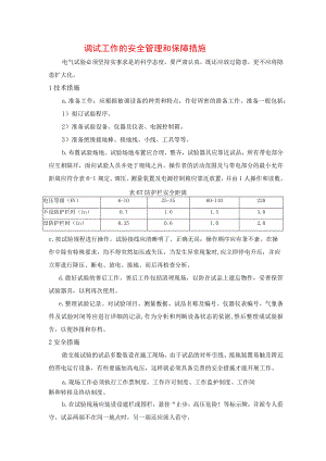 调试工作的安全管理和保障措施.docx