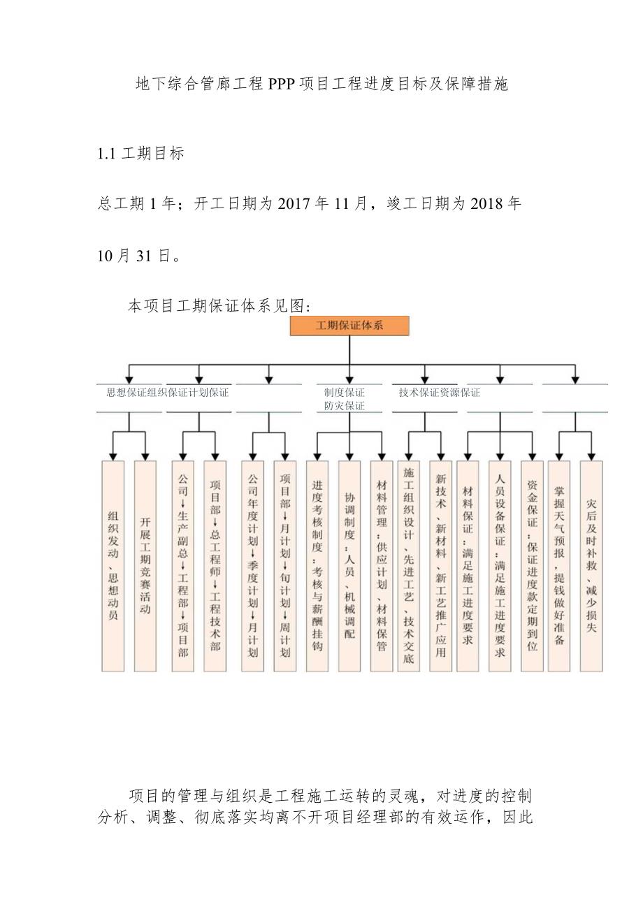 地下综合管廊工程PPP项目工程进度目标及保障措施.docx_第1页