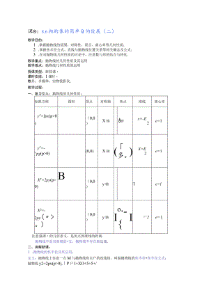 课题8．6抛物线的简单几何性质二.docx