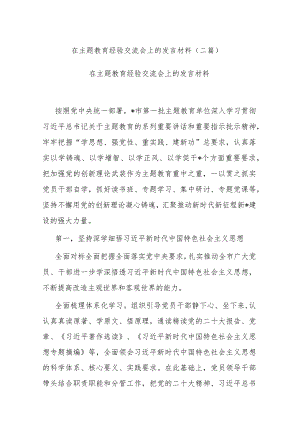 在主题教育经验交流会上的发言材料(二篇).docx