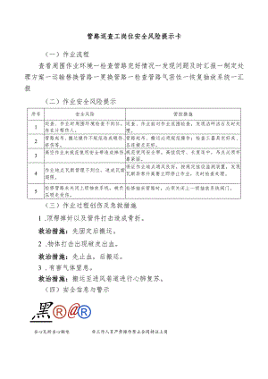 管路巡查工岗位安全风险提示卡.docx