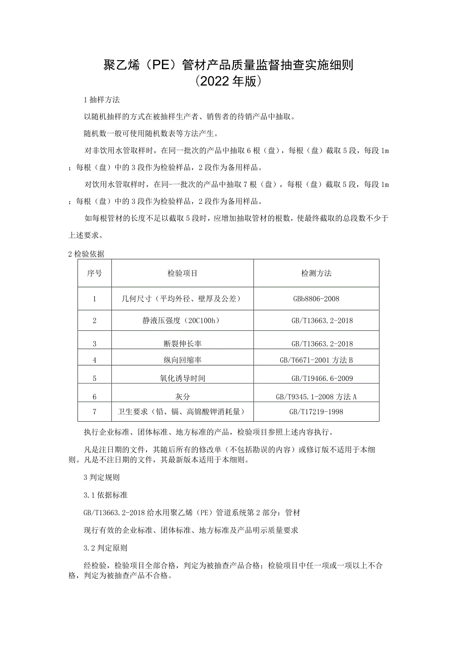 聚乙烯(PE)管材产品质量监督抽查实施细则（2022年版）.docx_第1页