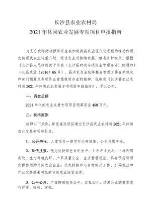 长沙县农业农村局2021年休闲农业发展专项项目申报指南.docx