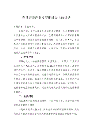 在县康养产业发展推进会上的讲话.docx