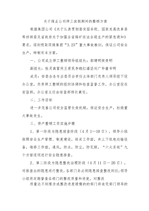 关于煤业公司停工放假期间的整顿方案.docx