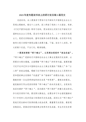 2023年度专题读书班上的研讨发言稿3篇范文.docx