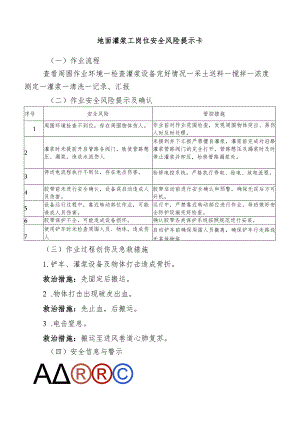 地面灌浆工岗位安全风险提示卡.docx