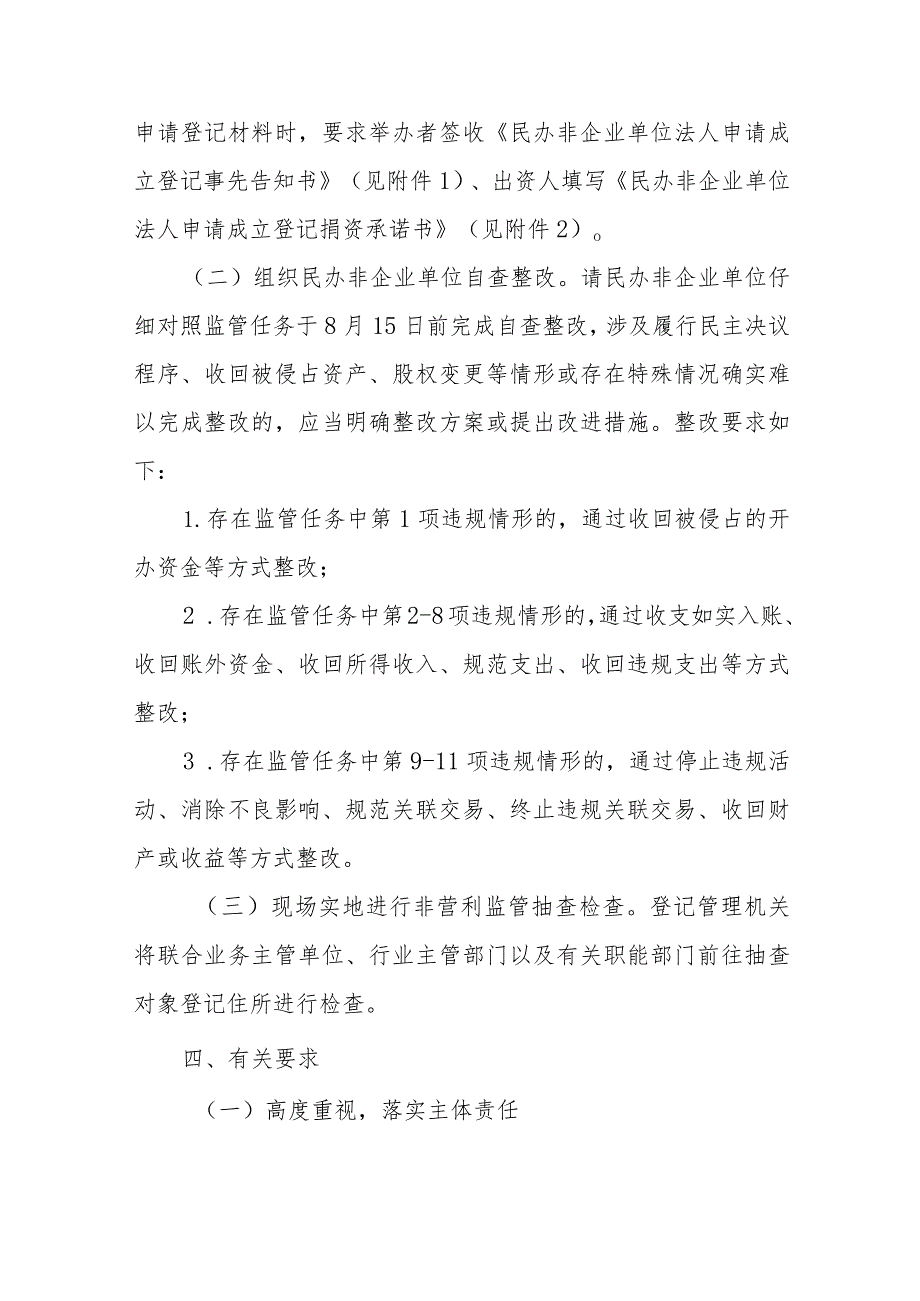 XX市民政局关于开展民办非企业单位非营利监管专项行动实施方案.docx_第3页