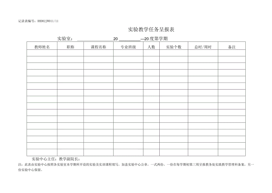 记录表RHD02JW01111实验教学任务呈报表.docx_第1页