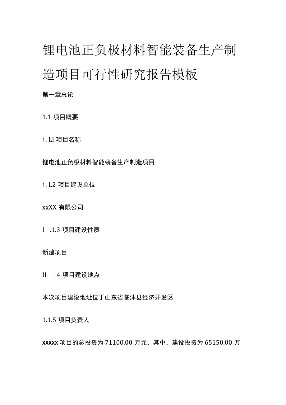 锂电池正负极材料智能装备生产制造项目可行性研究报告模板.docx_第1页