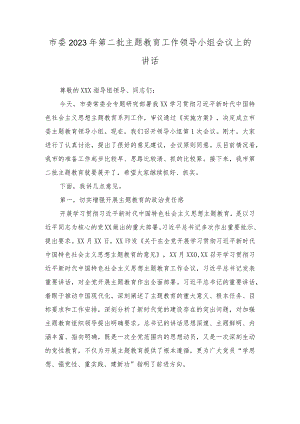 (2篇）市委2023年第二批主题教育工作领导小组会议上的讲话(在2023年主题教育总结大会上的讲话).docx