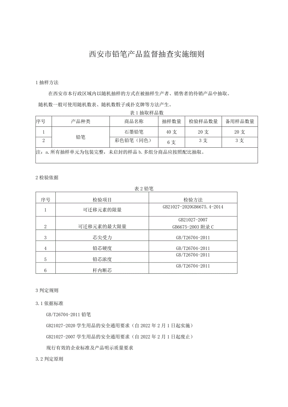 西安市铅笔产品监督抽查实施细则.docx_第1页