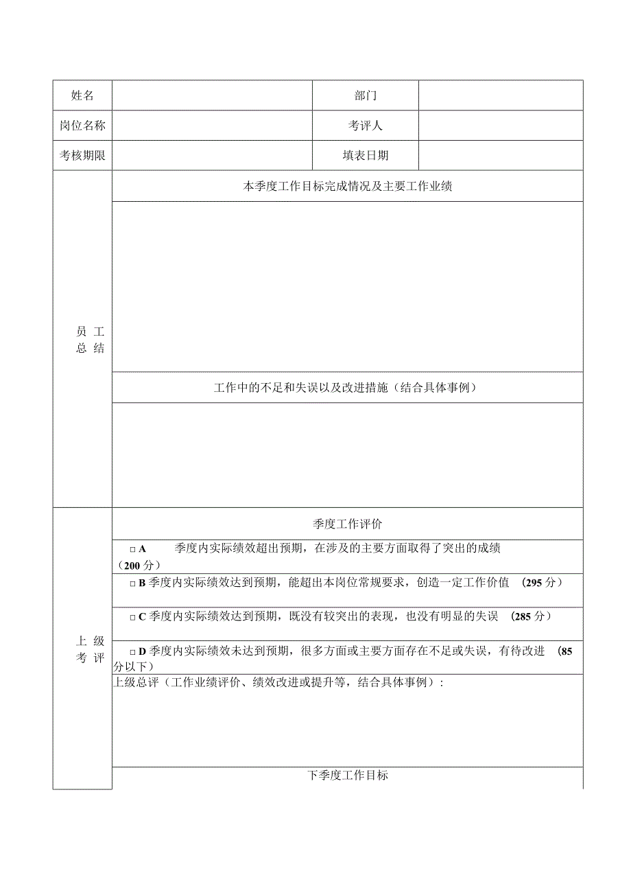 员工季度考核评价表.docx_第1页