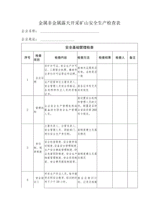 金属非金属露天开采矿山安全生产检查表.docx