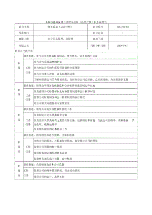 某城市建筑发展公司财务总监（总会计师）职务说明书.docx