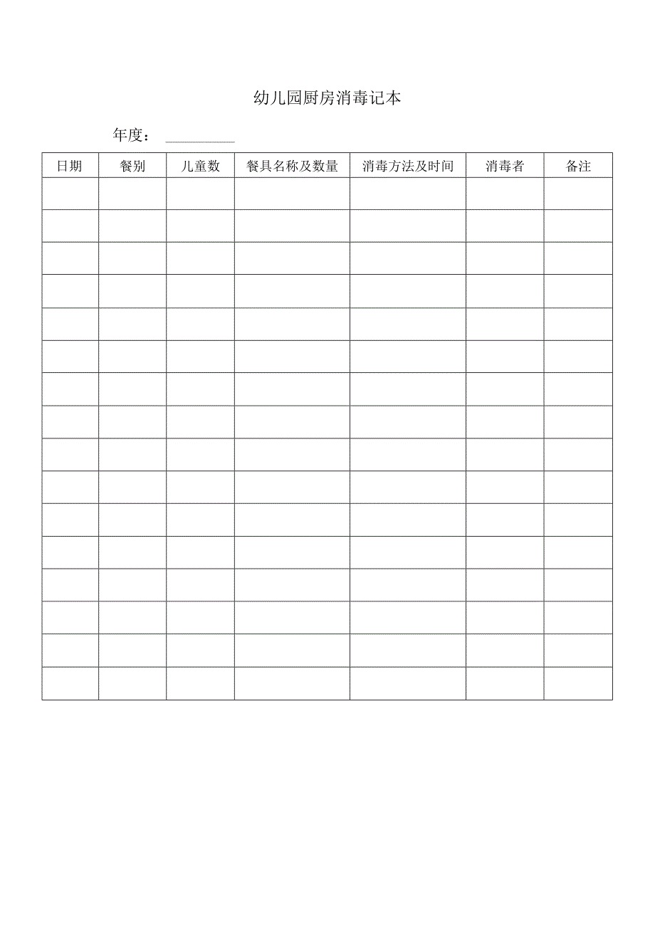 幼儿园厨房消毒记本.docx_第1页