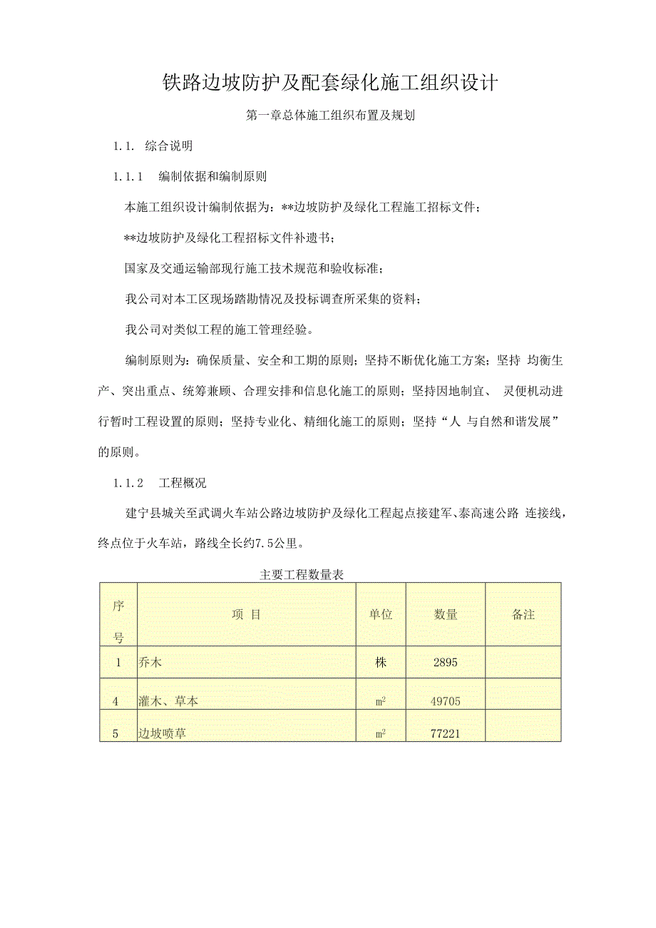 铁路边坡防护及配套绿化施工组织设计.docx_第1页