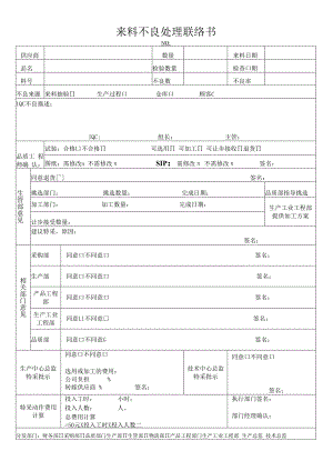 来料不良处理联络书.docx