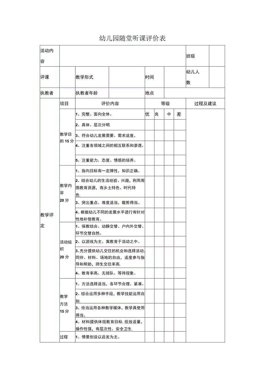 幼儿园随堂听课评价表.docx_第1页