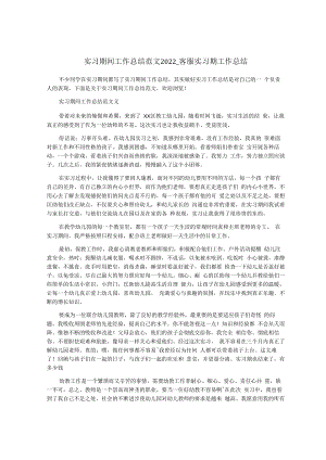 实习期间工作总结范文2022_客服实习期工作总结.docx