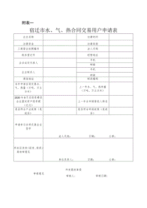 宿迁市水、气、热合同交易用户申请表.docx