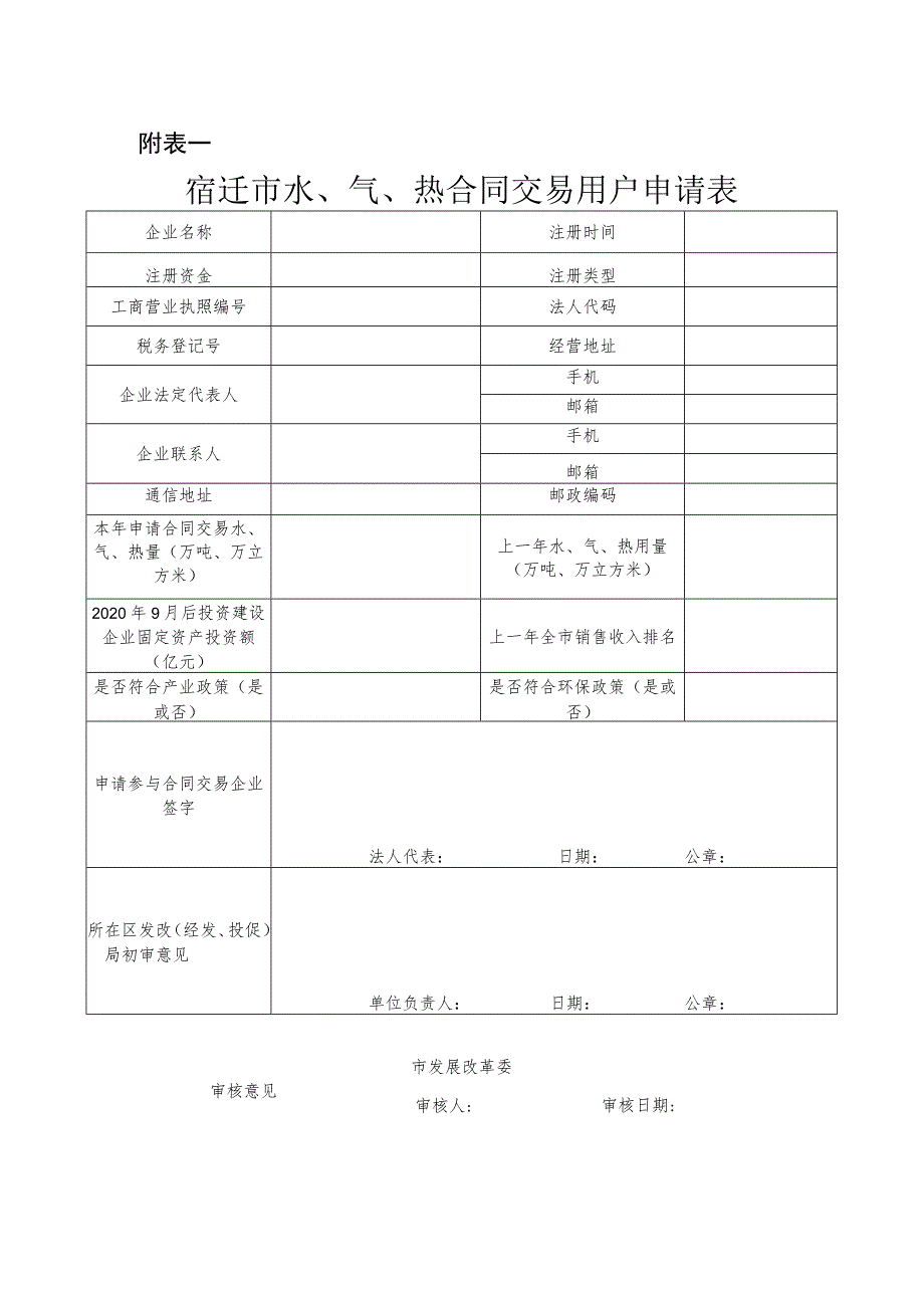 宿迁市水、气、热合同交易用户申请表.docx_第1页