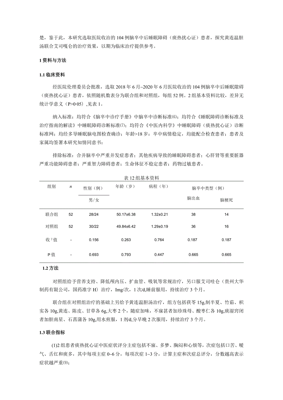 黄连温胆汤联合艾司唑仑对脑卒中后睡眠障碍痰热扰心证疗效及血清5-HT、BDNF水平的影响.docx_第3页