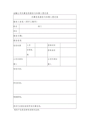 金融公司内幕信息报告与知情人登记表.docx