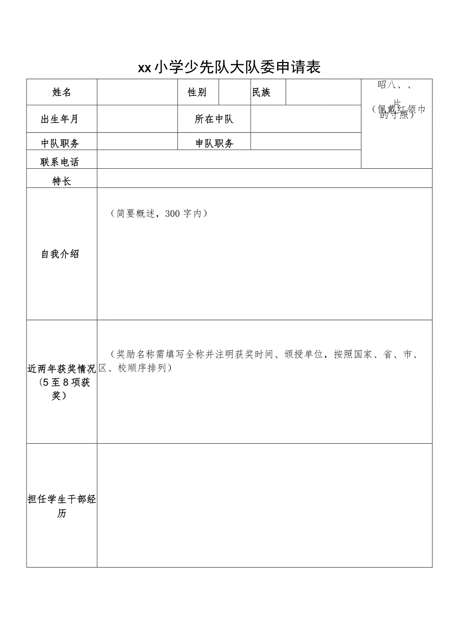 少先队大队委申请表.docx_第1页