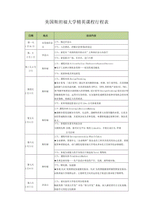 美国斯坦福大学精英课程行程表.docx