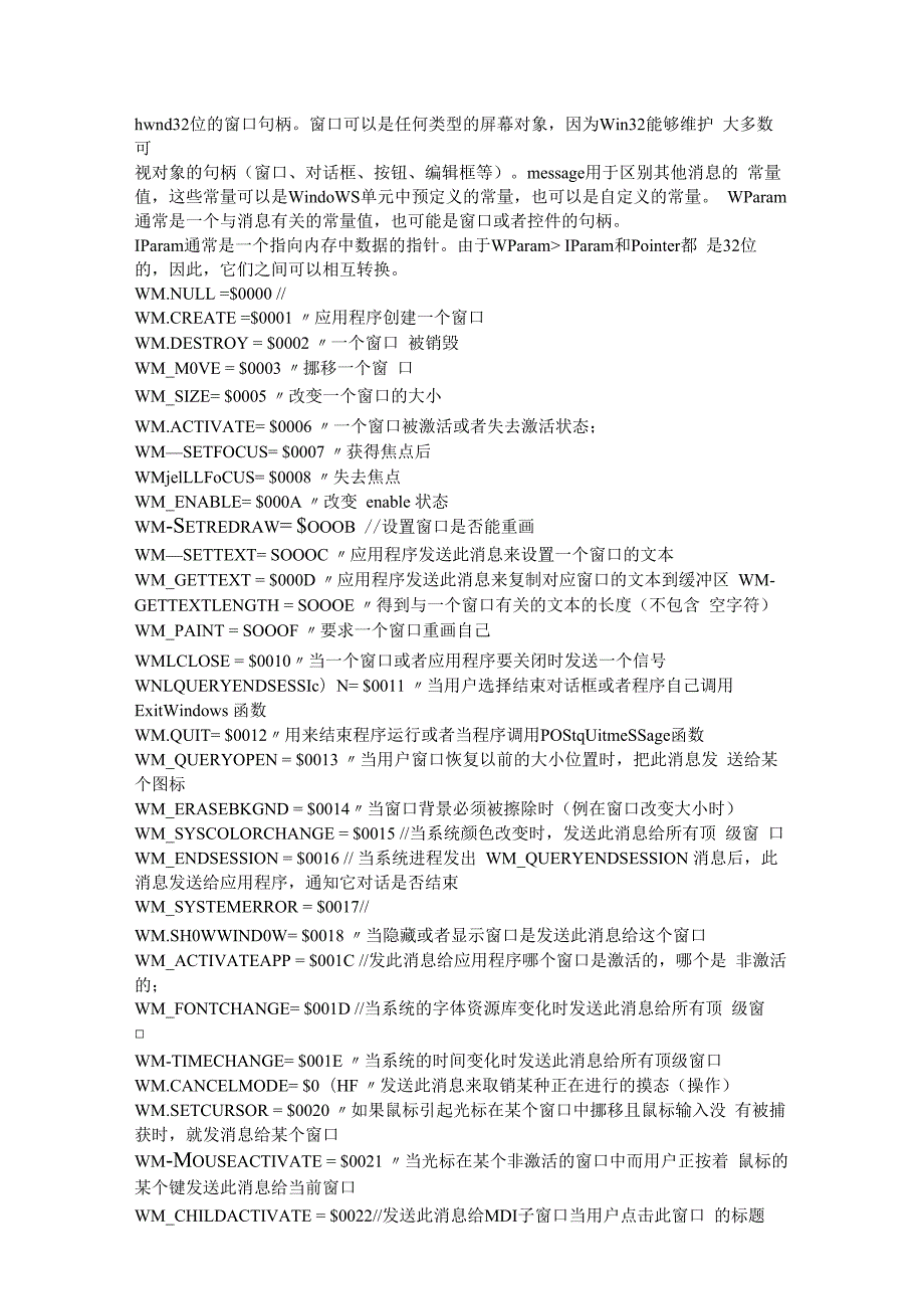 VC这MFC所有WM消息和数据类型总结.docx_第1页