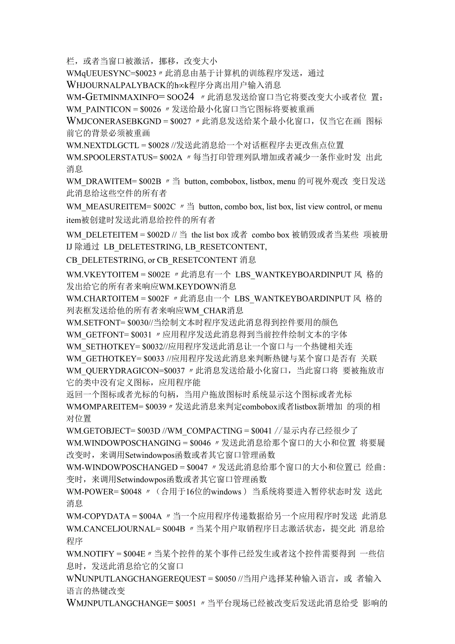 VC这MFC所有WM消息和数据类型总结.docx_第2页